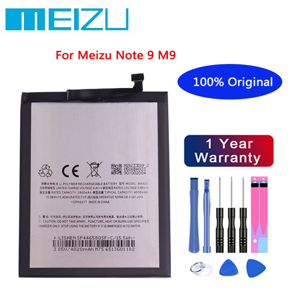 Meizu Originální BA923 4000mAh Nové Baterie Pro Meizu Poznámka 9 M9 Smartphone Vysoce Kvalitní Baterie+nástroje zdarma 1