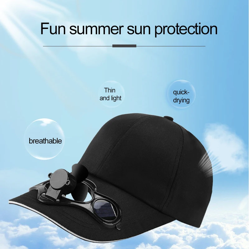 Mini Vzduchu Chladicího Ventilátoru Rybaření Letní Sport Venkovní Hat Čepici S Solární Sun Power Cool Fan Pro Cyklistiku Energie Ušetřit Chladič Vzduchu Ventilátor 4