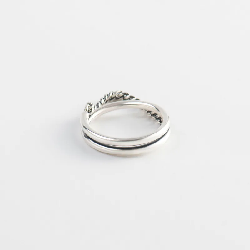 Minimalismus korejské S925 Mincovní Stříbro Prsten Klíště Double-layer Řetěz Drop Index Prst Prsten Šperky pro Ženy Elegantní Dárek 1