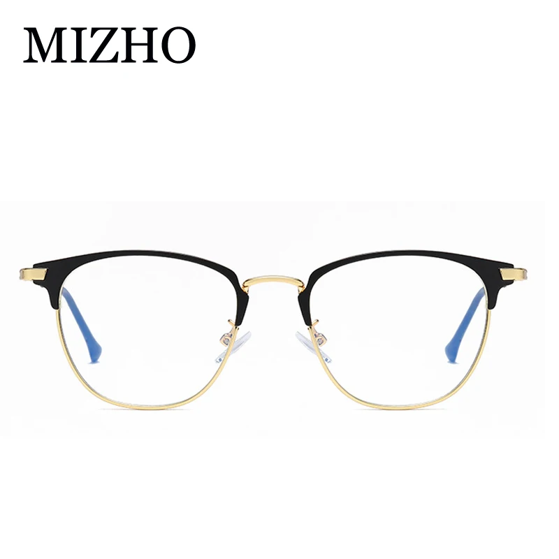 MIZHO 4 BARVA Vysoce Kvalitní Kovové Brýle Rám Muži Oválný Obchodní Paprsky Záření Grey Anti Modré Světlo Brýle Ženy 1