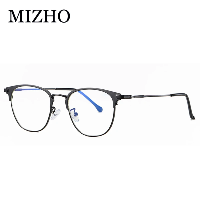 MIZHO 4 BARVA Vysoce Kvalitní Kovové Brýle Rám Muži Oválný Obchodní Paprsky Záření Grey Anti Modré Světlo Brýle Ženy 2