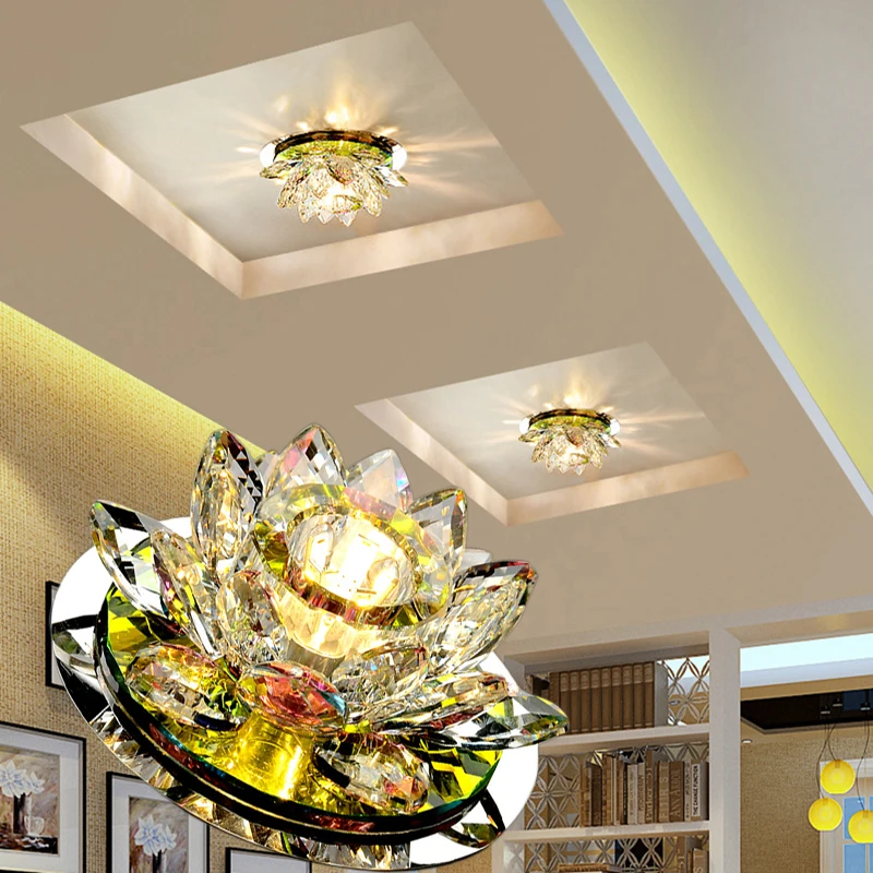 Moderní Regál Crystal Stropní Světlo LED Obývací Pokoj, Vstupní hala Lotus Jídelně Ložnice Dýně Lampa přisazená 4