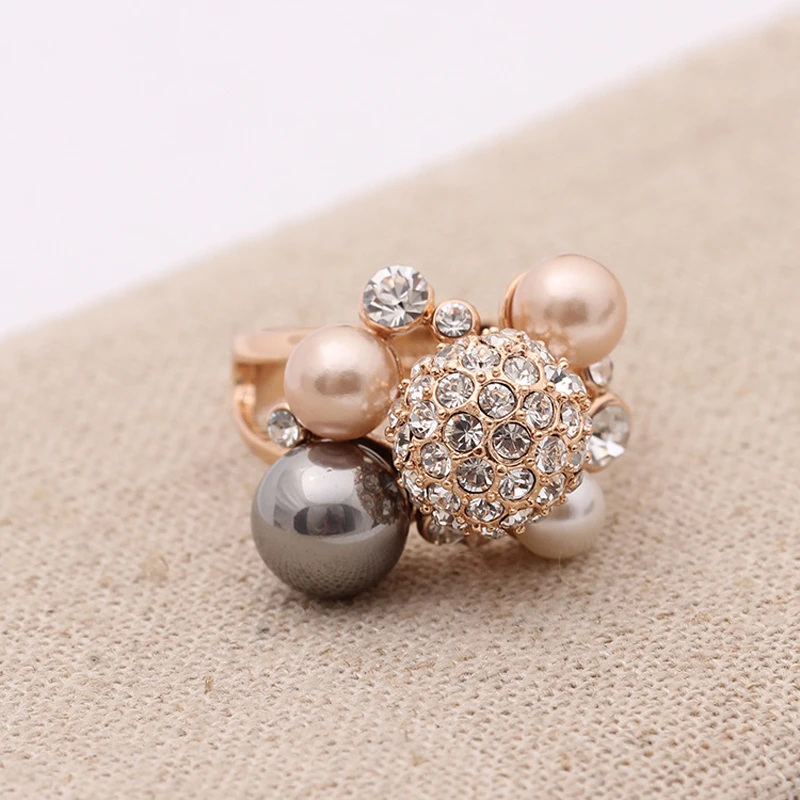 MOONROCY Doprava Zdarma Zirkony Kolo, Imitace Perla Rakouských Crystal Prsteny Módní Party Šperky Pro Ženy Dárek 1