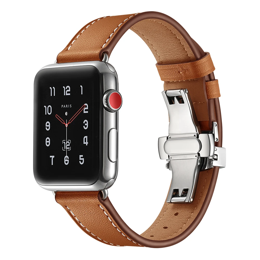 Motýl spony popruh Pro Apple hodinky kapela Kůže 44 mm 42 mm 40 mm 38 mm iWatch série 6 SE 5 4 3 náramek watchband pásem 2