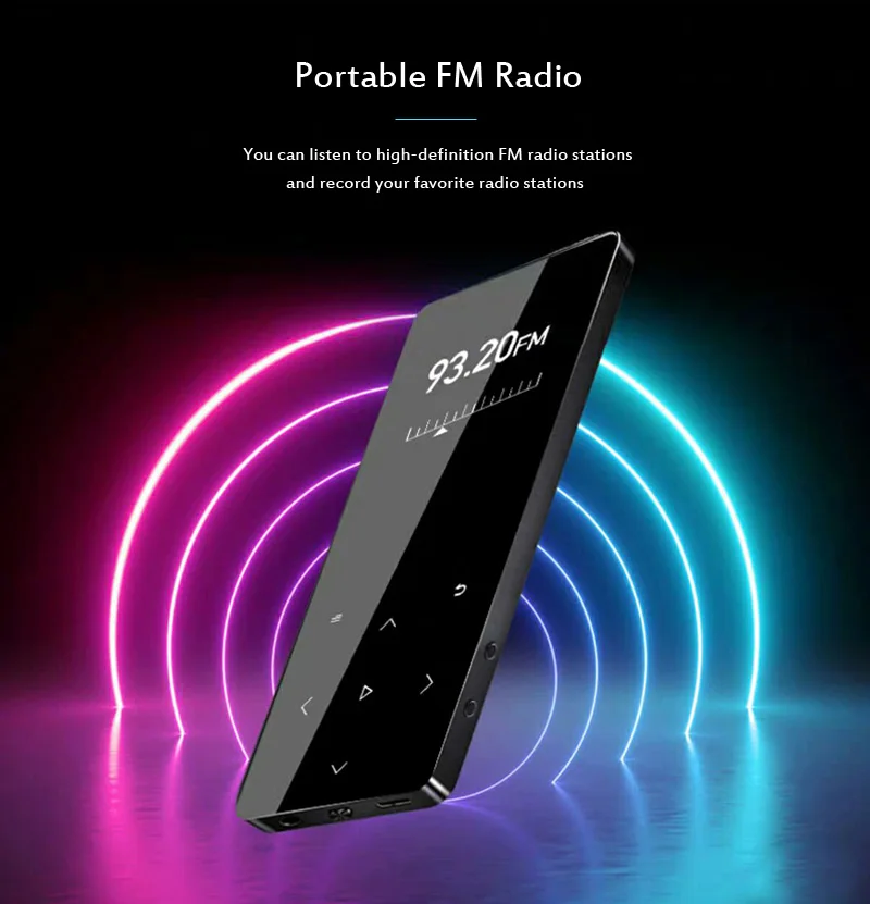 MP4 Přehrávač s Bluetooth Reproduktor Dotykové tlačítko Vestavěný 8GB 16GB hi-fi Přenosný přehrávač Walkman s FM Nahrávání Rádia Hudební Přehrávač 1