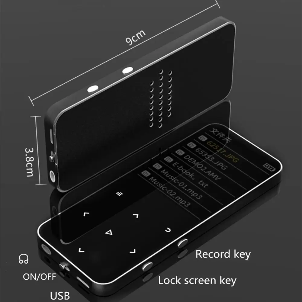 MP4 Přehrávač s Bluetooth Reproduktor Dotykové tlačítko Vestavěný 8GB 16GB hi-fi Přenosný přehrávač Walkman s FM Nahrávání Rádia Hudební Přehrávač 4