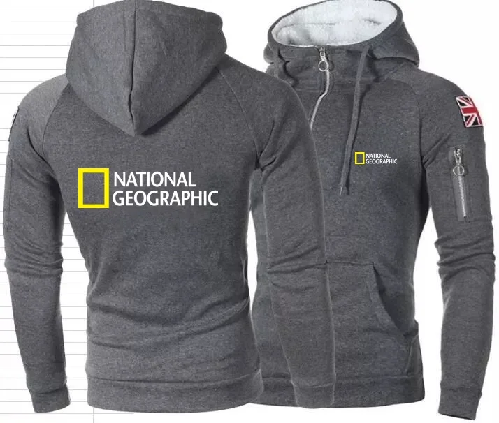 Muži Mikiny Mikiny National Geographic, Discovery Expedice Sitcomy Svetr pěší Turistika Lezení Half Zip UK Vlajka Dres 5