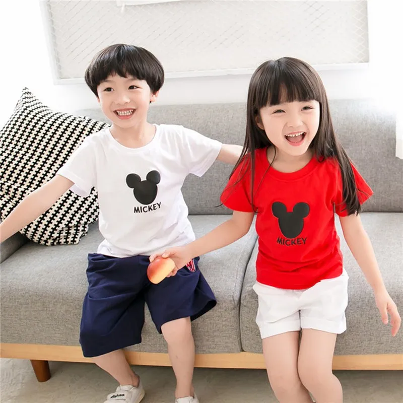 Myš Ucho Rodiny Odpovídající Oblečení Maminka a Mě Oblečení Minnie Krátký Rukáv T-shirt Odpovídající Oblečení chlapecké Oblečení Mickey tričko 5