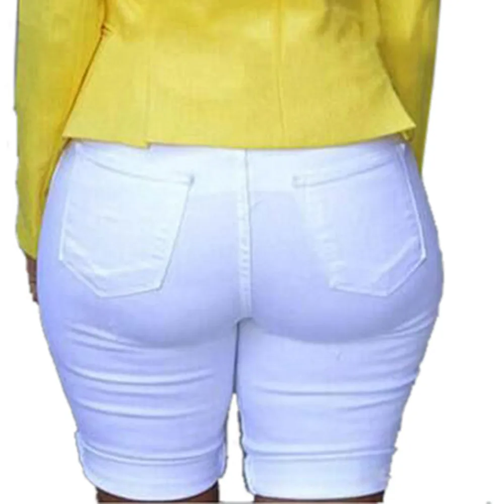 Módní Džíny Kalhoty Ženy Nízkým Pasem Elastický Zničil Díry Roztřepené Legíny джинсы Plus Velikost Džínové Šortky Koleno Roztrhl Kalhoty 2