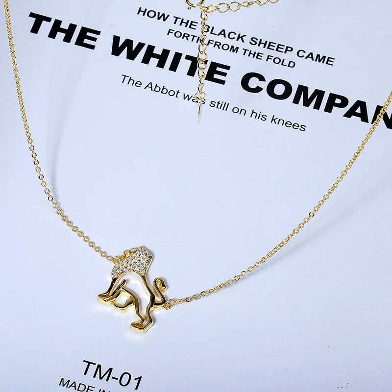Módní zlatý lev O slovo řetěz CZ ženy přívěsek náhrdelník prom party dovolenou souhvězdí dárek populární šperky 2