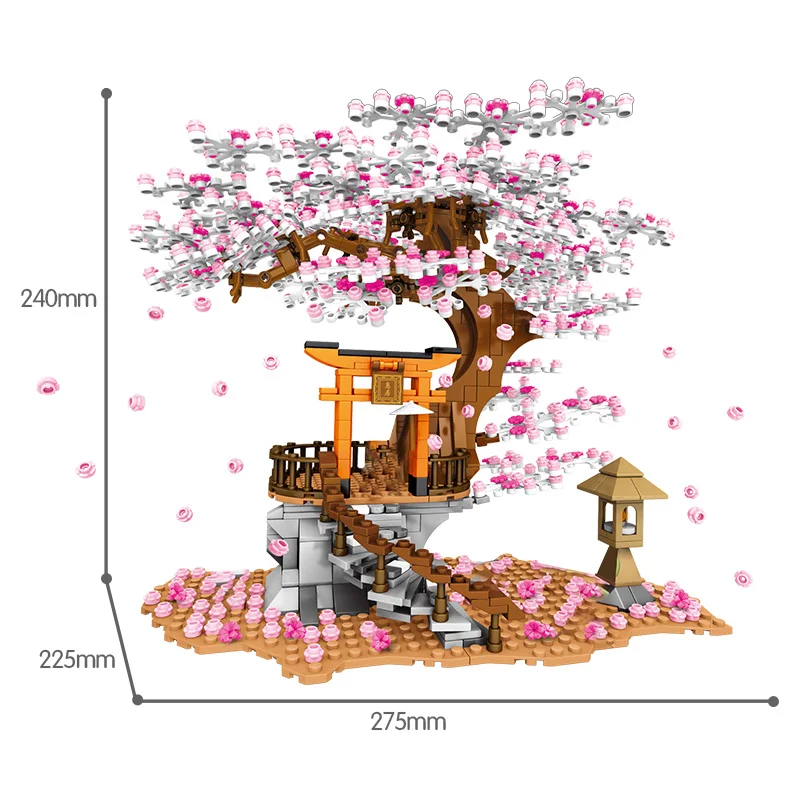 Město Street View Nápad Sakura Inari Svatyně Cihly Přátelé Cherry Blossom Technic, Creator Dům, Strom, Stavební Bloky ToysFor Děti 5