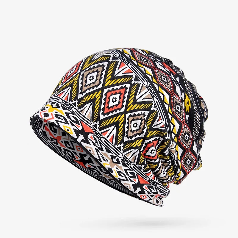 Na jaře a na podzim Unisex zajišťovací čepice Geometrickými vzory bavlněné šátek, klobouk dual-použití dámy Baotou větruodolný ochranu sluchu Z153 1