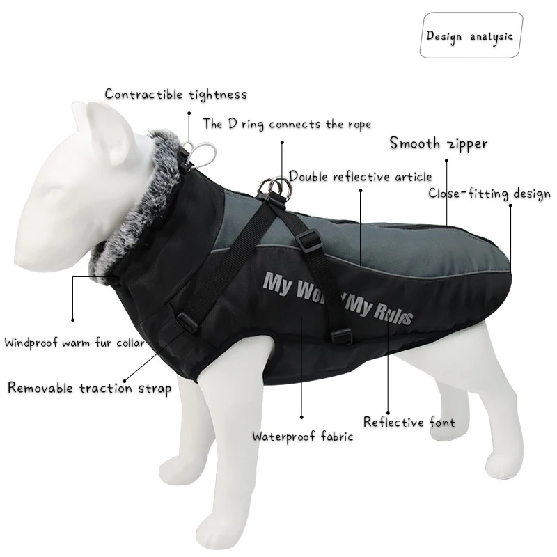 Na podzim A v Zimě Velký Pes Vodotěsné Sako Plus Oblečení Velkého Psa Zimní Teplý Kabát Oversize Oblečení pro psy Pet Oblečení XL A 6XL 1