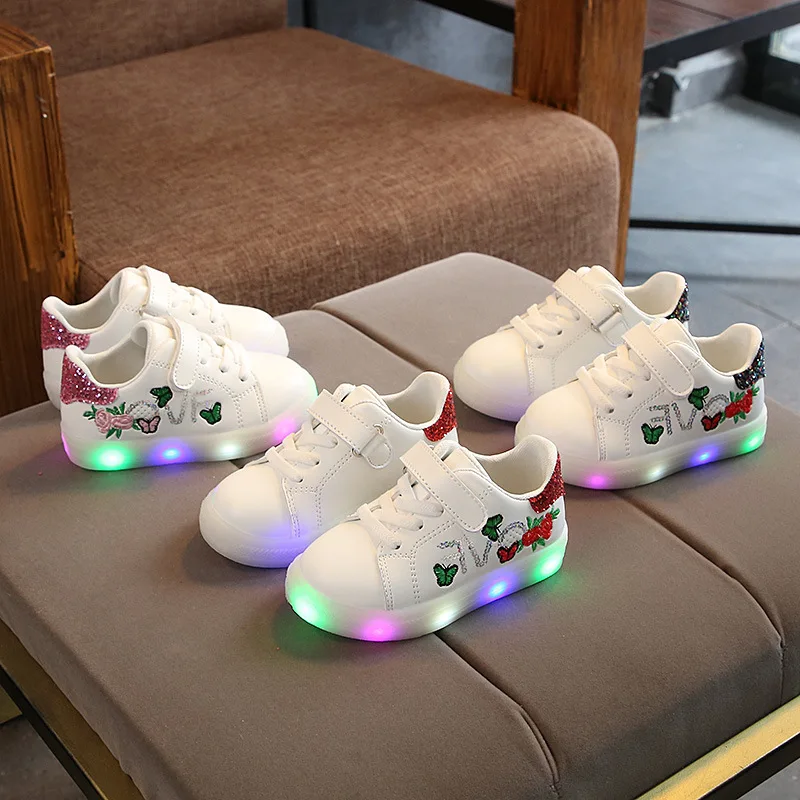 Na podzim roku 2021 nové světlo odvolacího dětské boty LED chlapci a dívky ležérní tenisky boty 21-30 3