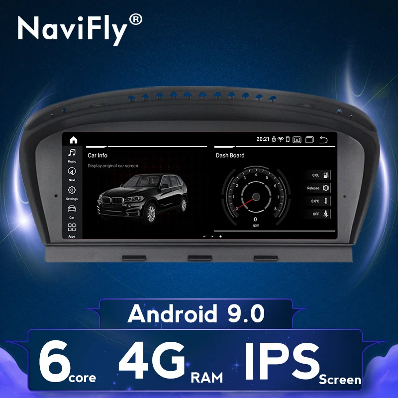 NaviFly Auto, multimediální přehrávač, gps navigace Android 10.0 pro BMW Řady 5 E60 E61 E63 E64 /3 Řada E90 E91 E92 2004-2011 2