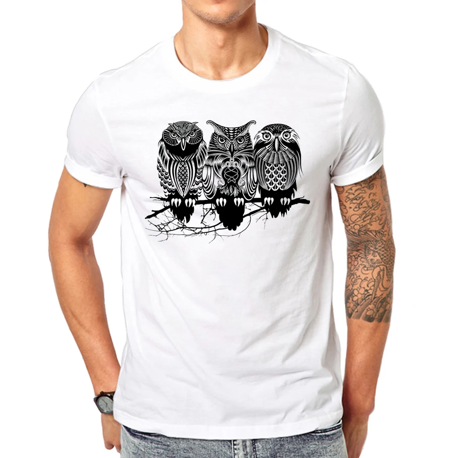 Nejnovější 2019 pánské módní krátký rukáv noční bojovník sova tištěné t-košile vtipné Tetování tee košile Hipster O-neck populární topy 0