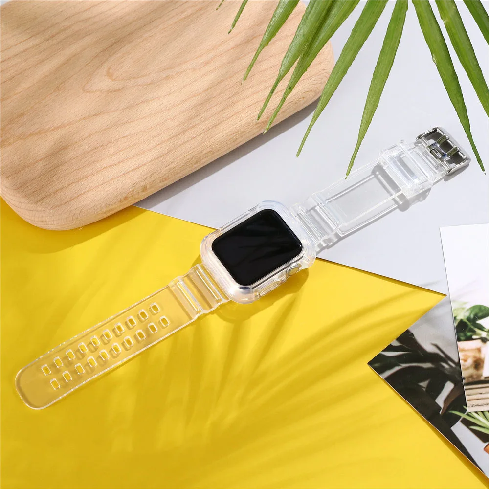 Nejnovější TPU průhledné hodinky Popruh Pro Apple Watch band 40/44 38/42mm sportovní Náramek silikonový popruh pro iwatch série 5 4 3 2 1 2
