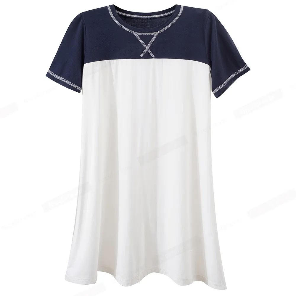 Nice-navždy Letní Elegantní Kontrast Barva Patchwork T-košile Ležérní Ženy Volná Trička topy T049 4