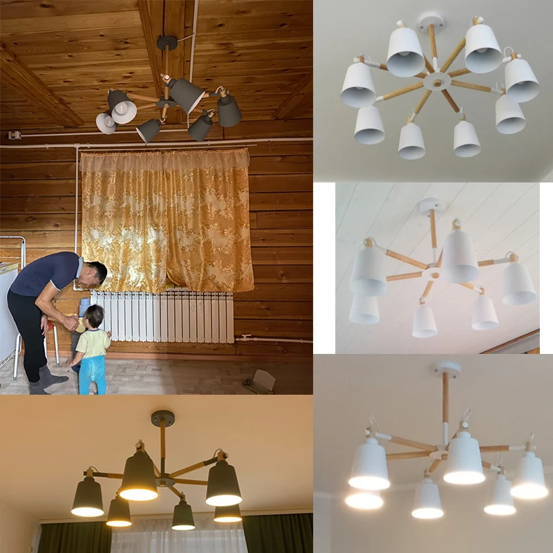 Nordic Dřevěné Stropní Světlo Moderní Lustr Macaron Závěsné Svítidlo LED Stropní Osvětlení pro Obývací Pokoj Ložnice Stropní Světlo 5