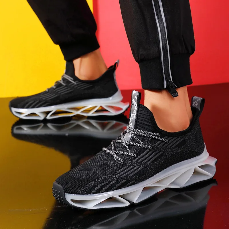 Nová pánská Blade prodyšné létání tkané boty dýchatelný ok muži ležérní obuv velká velikost běžecké boty Feminino Zapatos non-slip 4