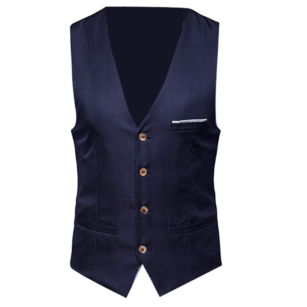 Nové Mužů Plus Velikost Klasické Formální Obchodní Oblek Vesta Plnou Barvu Jediného Breasted Podnikání Vesta Bez Rukávů Vesta 4