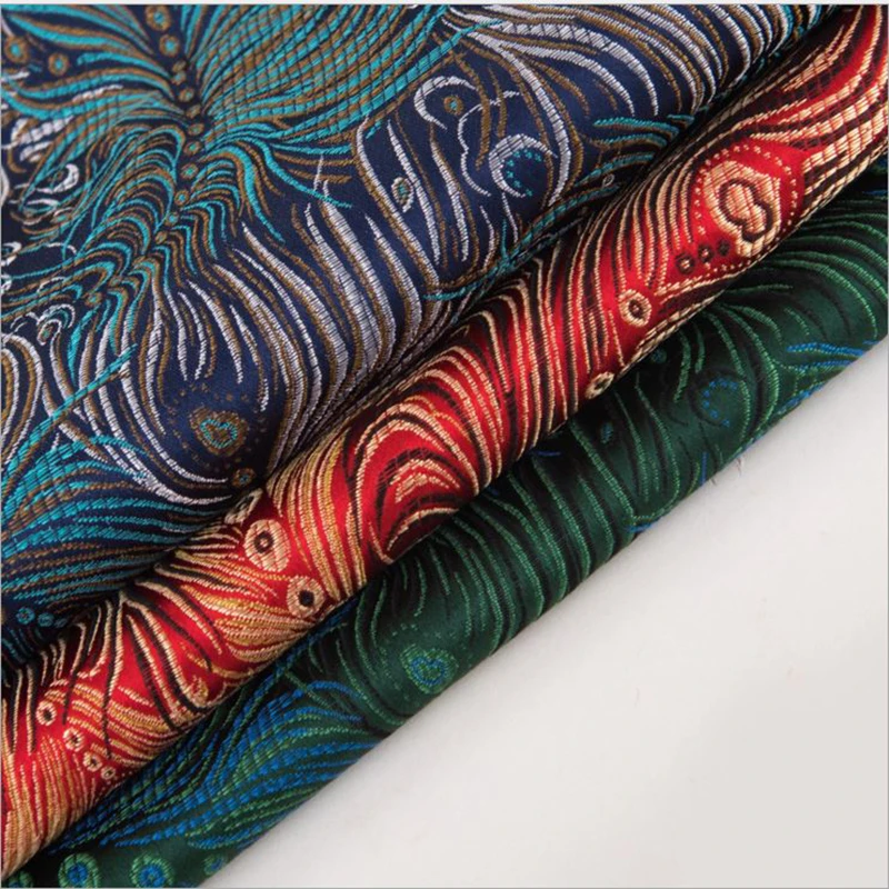Nové příjezdu brokát tři barevné páv tkaniny pro patchwork cítil tkáně telas šaty prostěradlo dětí hadříkem 100x75cm 1