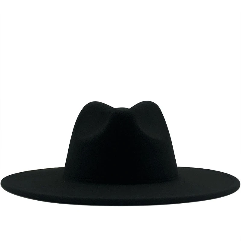 Nový Britský Styl zimní vlněný solidní Klasické pánské klobouky čepice muži ženy panama jazz klobouk 9,5 CM Široký Okraj Velké balck červené Klobouky 0