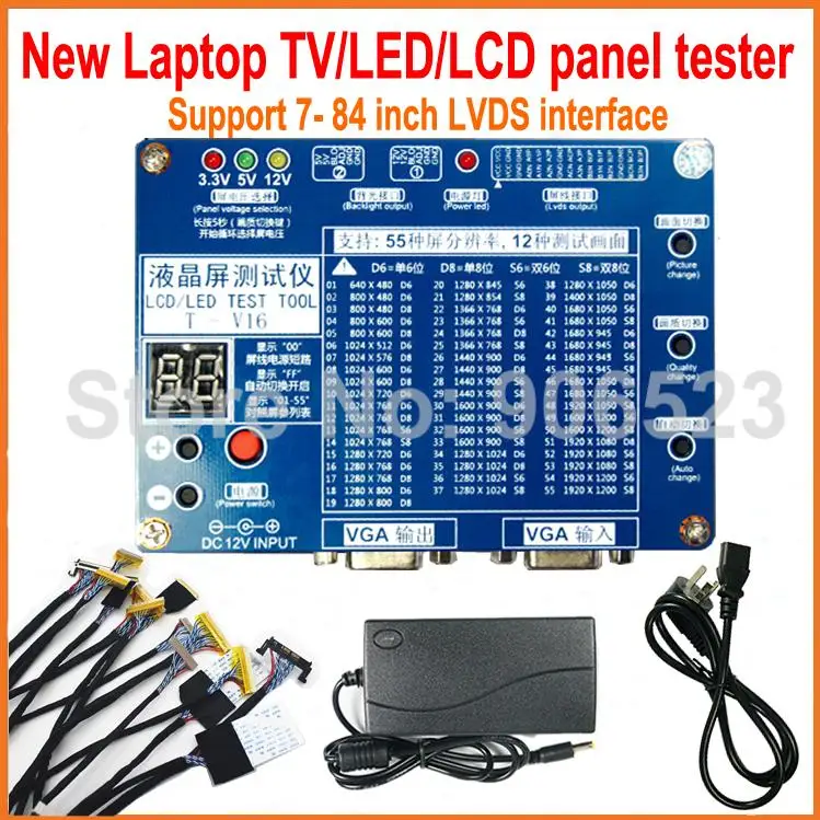 Nový upgrade Notebooku na TV/LCD/LED TEST TOOL KIT SADA LCD panel tester Podpora -84 7 Palcový LVDS rozhraní 14/řádek Obrazovky doprava Zdarma 2