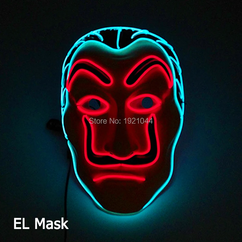Nově Navržené Led Svítící Maska na Halloween Párty Maska Masky Neonové Světlo Maske Ve Tmě Zářící Regenerační Maska Horor 0