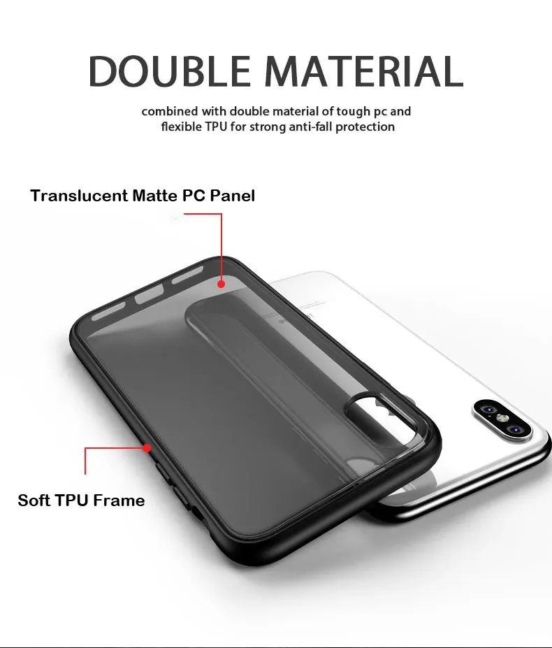Nárazuvzdorné Pouzdro pro iPhone XR Měkké TPU Průhledné Transparentní PC Zadní Kryt Pro iPhone XS Max 7 8 Plus Pouzdro Tenké, Matné Pouzdro 0