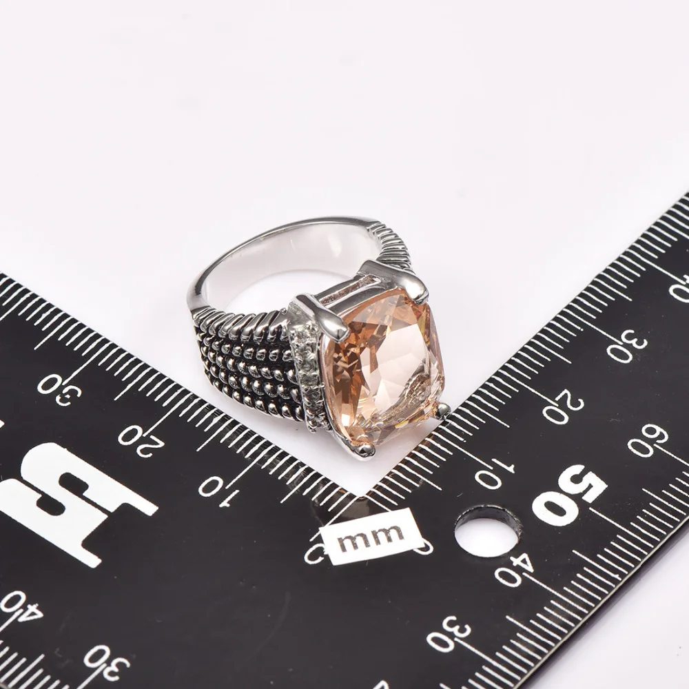 Obrovské Morganite S Multi White Crystal Zirkony 925 Sterling Silver Ring Pro Ženy a Muže, Velikost 6 7 8 9 10 11 F1512 1