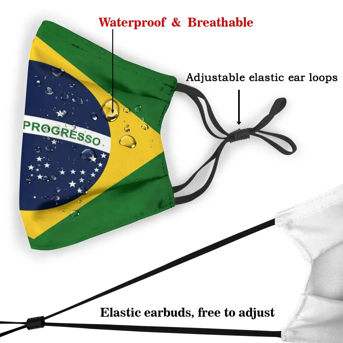 Ochrannou masku s filtrem Brazílie Vlajka (1) proti prachu PM2.5 opětovné použití dospělých dospívající dítě dívka 1