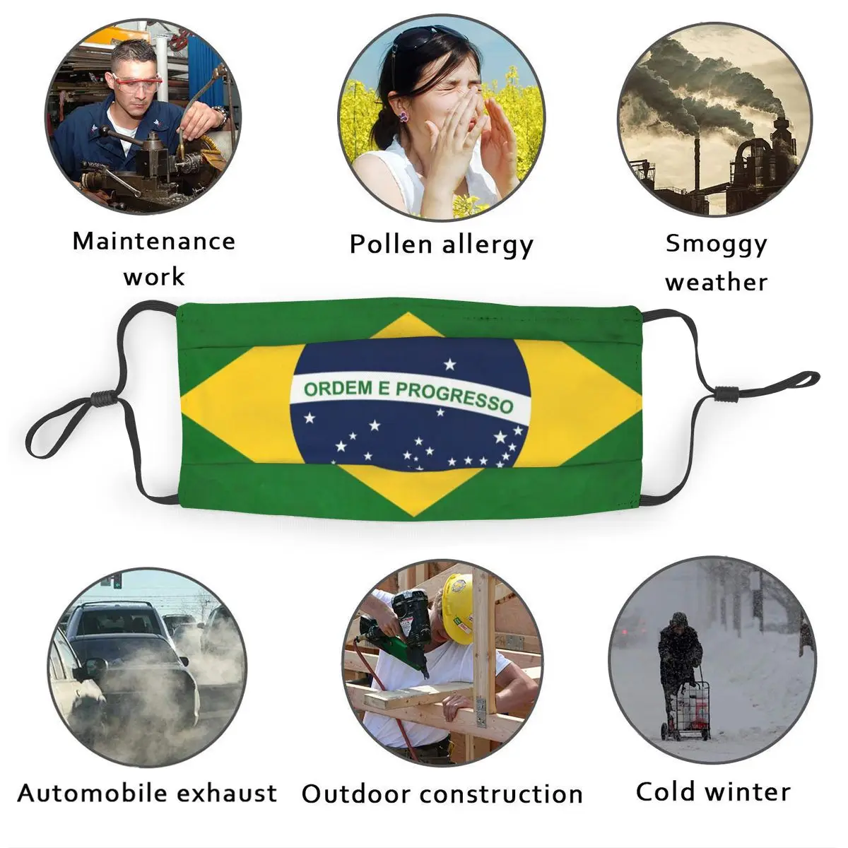 Ochrannou masku s filtrem Brazílie Vlajka (1) proti prachu PM2.5 opětovné použití dospělých dospívající dítě dívka 3