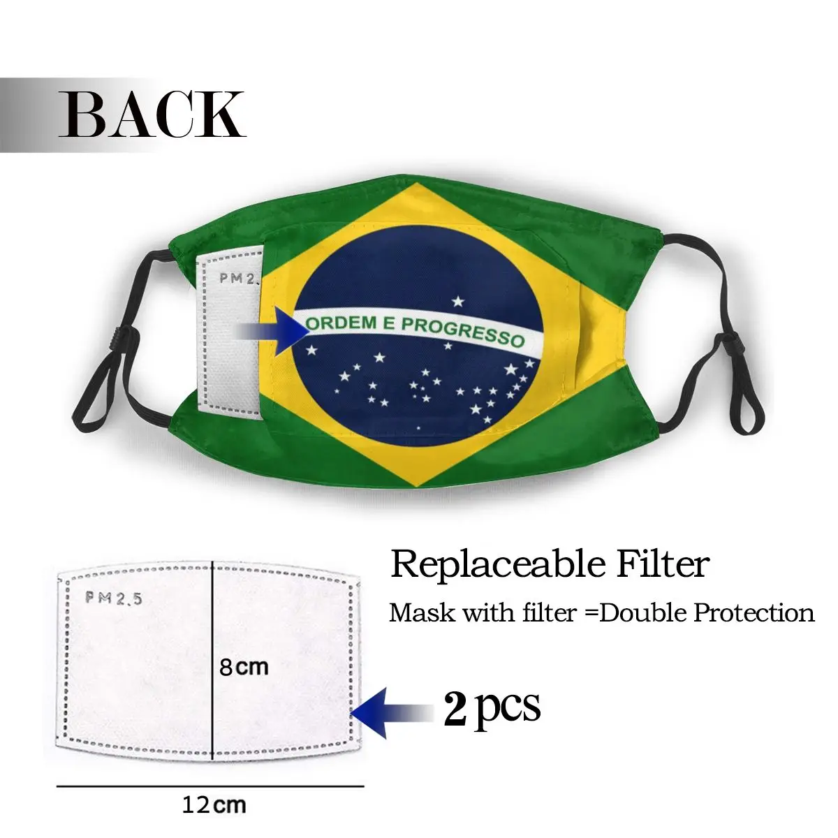 Ochrannou masku s filtrem Brazílie Vlajka (1) proti prachu PM2.5 opětovné použití dospělých dospívající dítě dívka 4