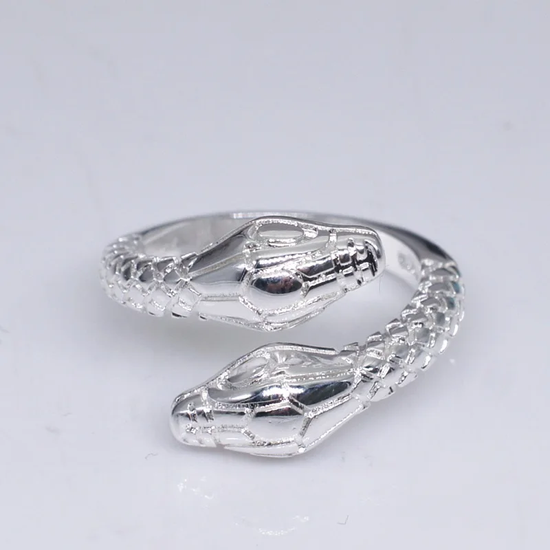 OMHXZJ Velkoobchodní Evropské Módní Ženy, Muže, Svatební Party Dárek Stříbrný Had Otevřít 925 Mincovní Stříbro Prsten RR261 0