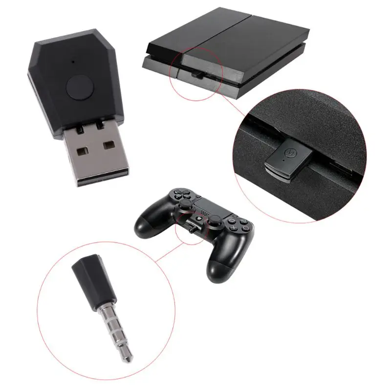 OOTDTY Adaptér USB Bluetooth Vysílač Pro PS4 Playstation Bluetooth 4.0 Sluchátka s mikrofonem, Přijímač Dongle pro Sluchátka 0