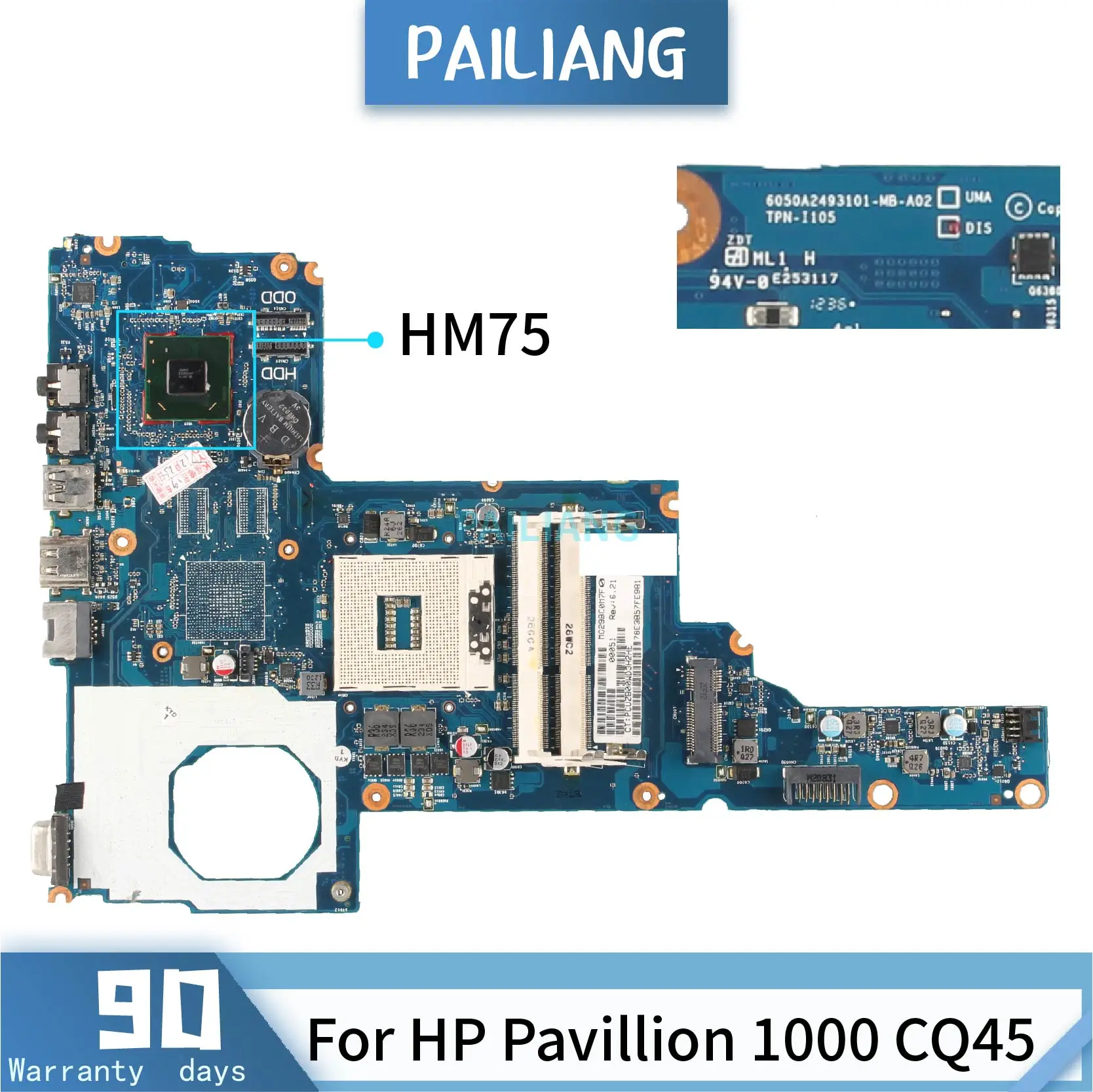 PAILIANG Notebooku základní deska Pro HP Pavilion 1000 CQ45 6050A2493101-MB-A02 základní Deska Základní SLJ8F HM75 TESTOVANÝCH DDR3 2