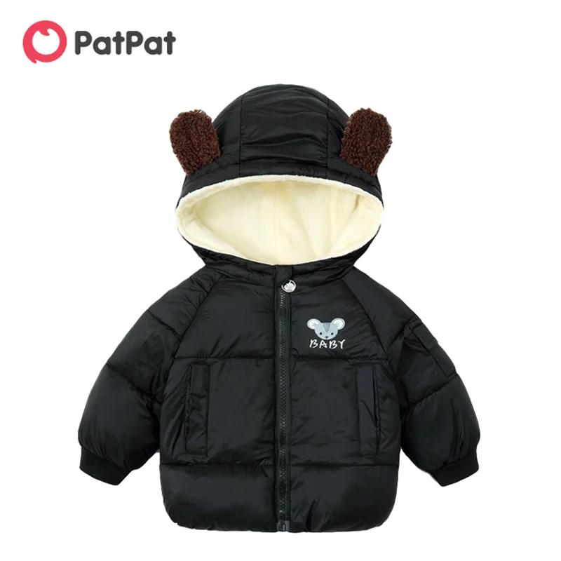 PatPat 2020 Nové Příjezdu Zimní Dítě, Batole Zvíře Myš Dopis Tisk Kapsy S Kapucí Dolů Kabát Dítě Batole Chlapec Bundy Kabát 3