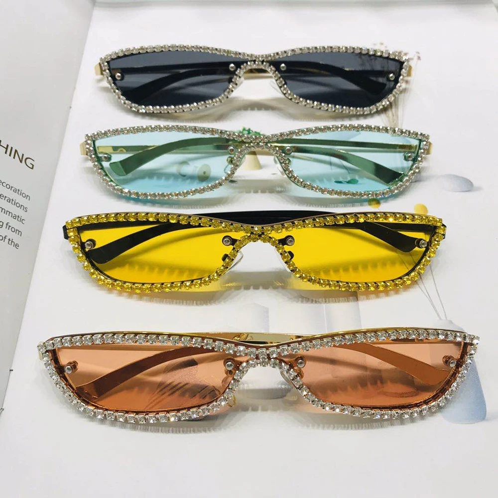 Peekaboo oranžové ženy drahokamu sluneční brýle, zelené, jasné barvy, malý sluneční brýle pro dámy, doplňky, ženy uv400 kov 2