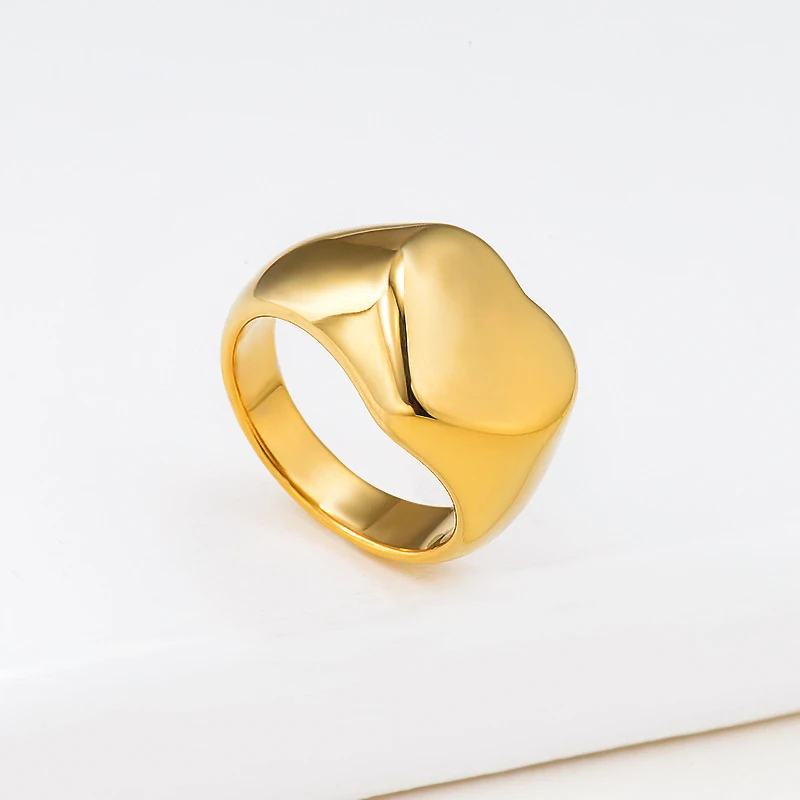 Peri'sBox 5 Návrhy Zlato Naplněné Láskou Srdce Kroužky Robustní Šestiúhelník Geometrické Prsteny pro Ženy Malé Korálky Minimalistický Řetězce Kroužky 2