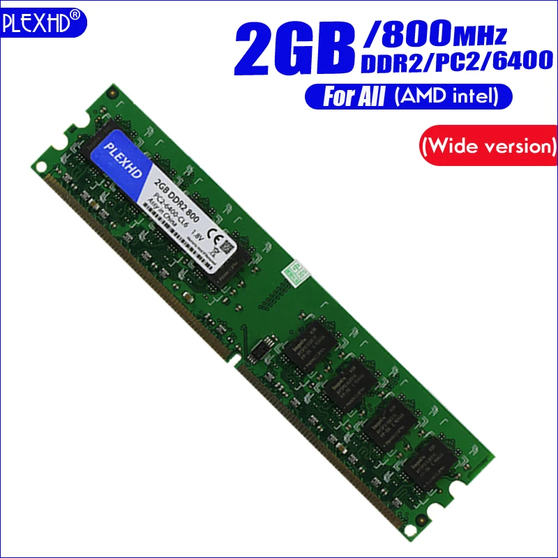 PLEXHD 2G 2GB DDR2 PC2-6400 800MHz Pro Stolní PC DIMM PC2 6400 (Široká verze) Paměti RAM (Pro intel, amd) Plně kompatibilní 3