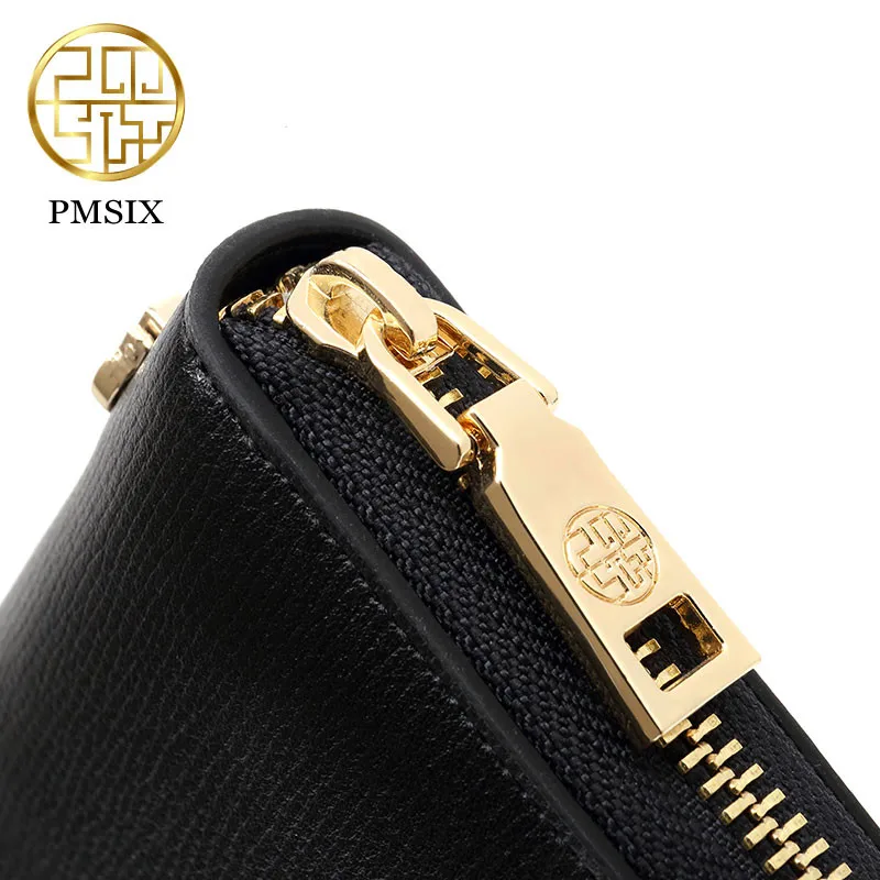 PMSIX Módní Tisk Květiny hovězí Kůže Ženy Peněženka Luxusní Značky, Čínský styl Spojka Držitele Karty Kabelku, Mobilní Telefon Bag 0