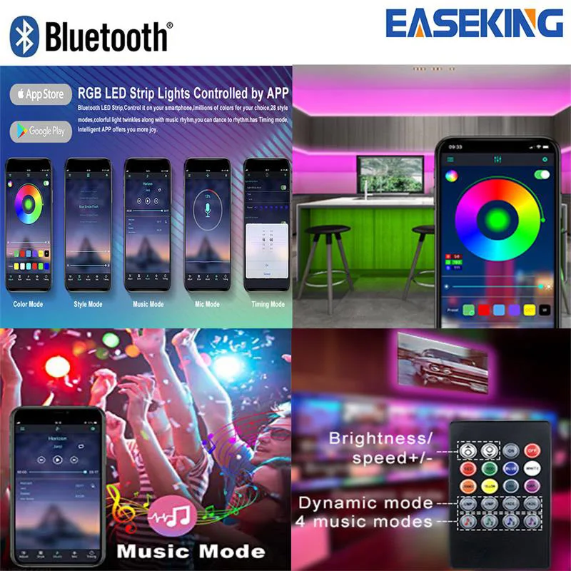 Populární Bluetooth RGB Strip Light Controller Wireless SmartPhone Řízené RGB SMD5050 LED Pásky Světlo SYNCHRONIZACE Hudby Funkce Časovače 3