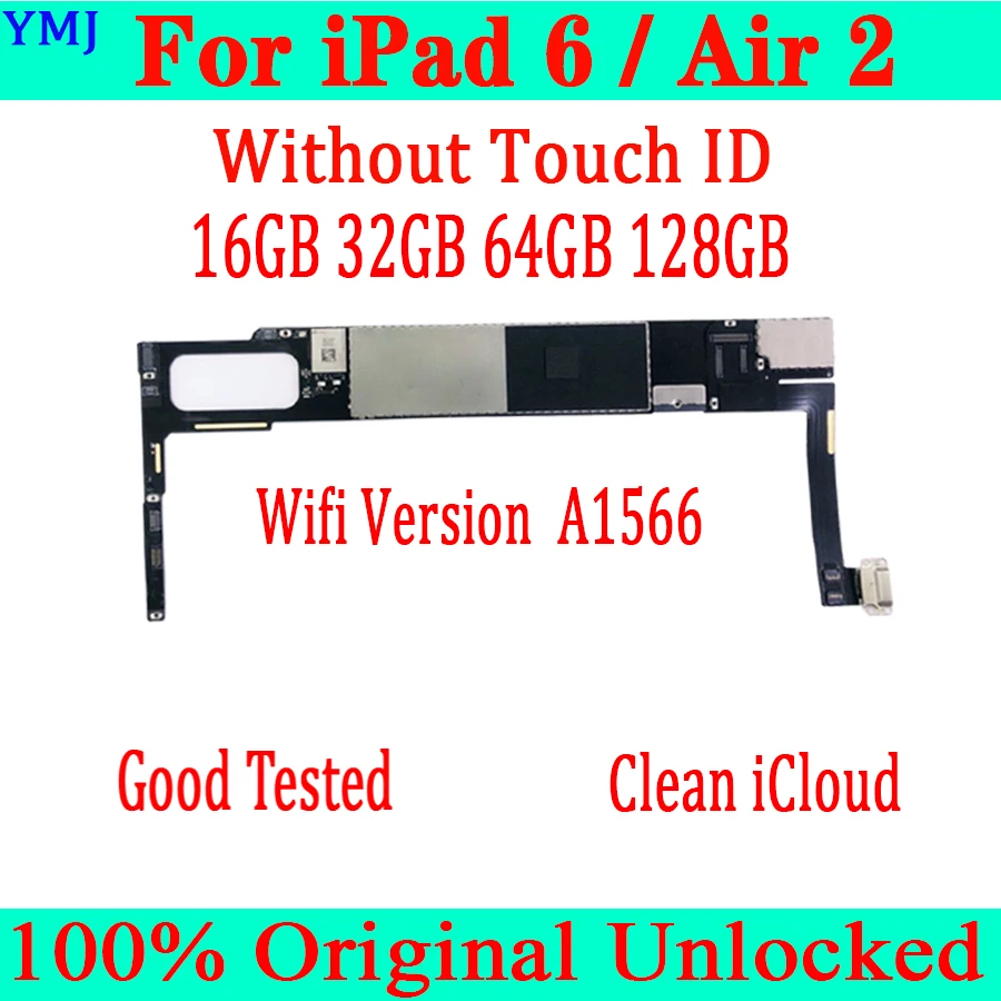 Pro ipad 6 Air 2 WI-fi Verze základní Desky s iCloud Čistý,Originální, odemčený pro Ipad 6 Logiky deska s no touch id Základní desky 1