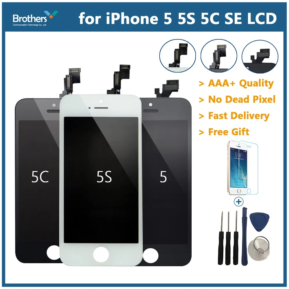 Pro iPhone 5S LCD Displej Dotykový Digitizér pro iPhone 5 LCD Displej iPhone 5S Mobilní Telefon Díly Sestavy Displeje Pro iPhone 5C SE 2