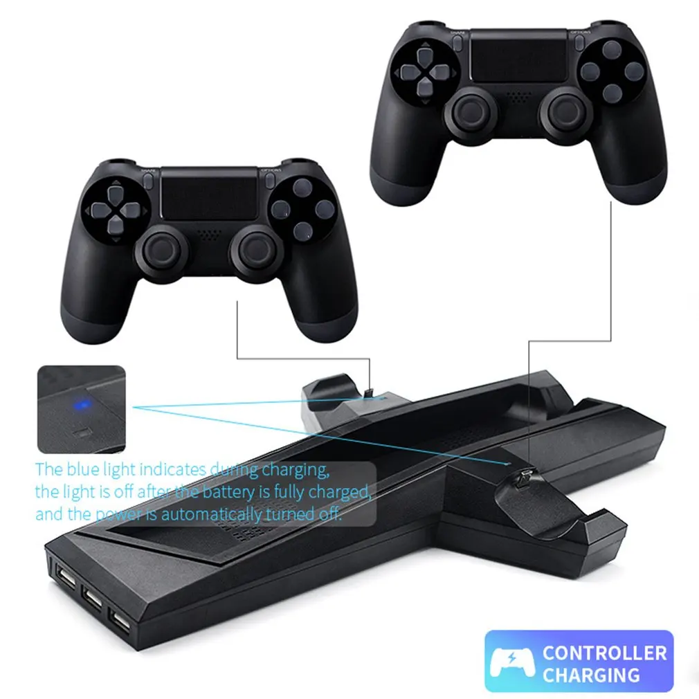 Pro PS4/PS4 Slim Vertikální Stojan s Ventilátorem Dual Controller Charger Nabíjecí Stanice Pro SONY Playstation 3