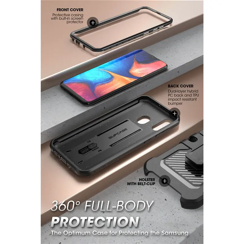 Pro Samsung Galaxy A20 /A30 Případě SUPCASE UB Pro Full-Tělo Robustní Pouzdro Pouzdro s Vestavěným-in Screen Protector & Stojánek 3