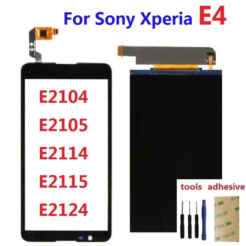 Pro Sony Xperia E4 E2104 E2105 E2114 E2115 E2124 LCD Monitor + Přední Dotykový Displej Digitizér Čidlo + Lepidlo + Soupravy 5