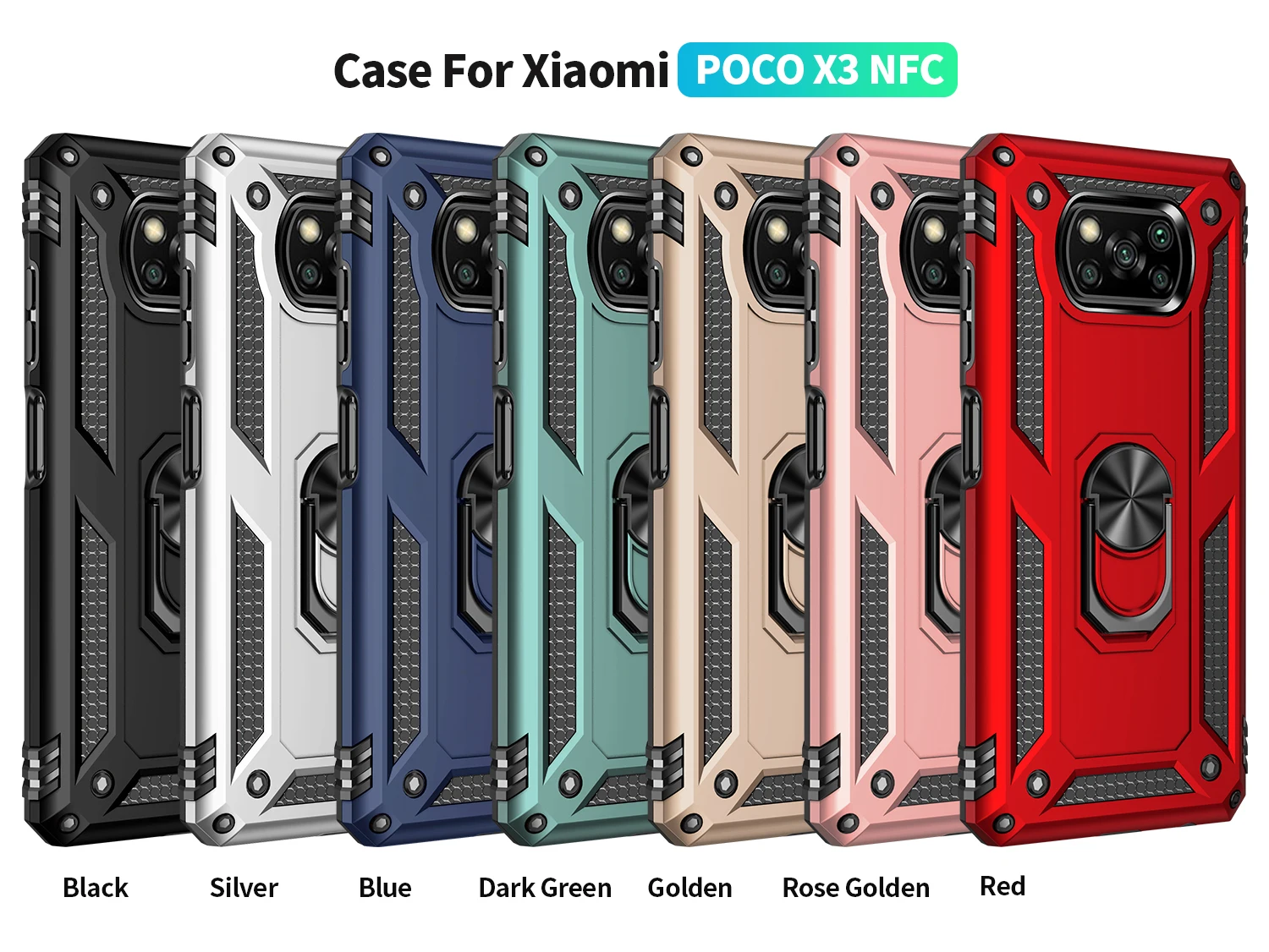 Pro Xiaomi POCO X3 NFC POCO F2 Pro Případy, Nárazuvzdorný Brnění Případ, Prsten Stand Nárazníku Telefon Zadní Kryt Pro Xiaomi Pocophone X3 NFC 0
