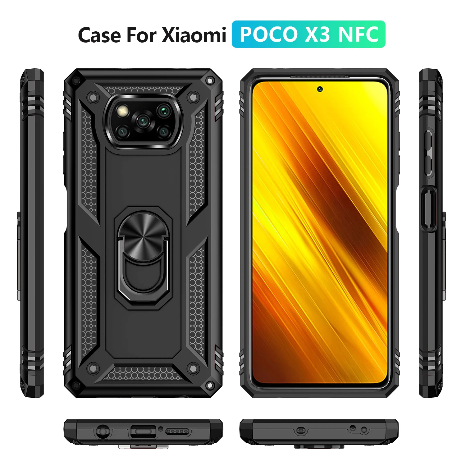 Pro Xiaomi POCO X3 NFC POCO F2 Pro Případy, Nárazuvzdorný Brnění Případ, Prsten Stand Nárazníku Telefon Zadní Kryt Pro Xiaomi Pocophone X3 NFC 1
